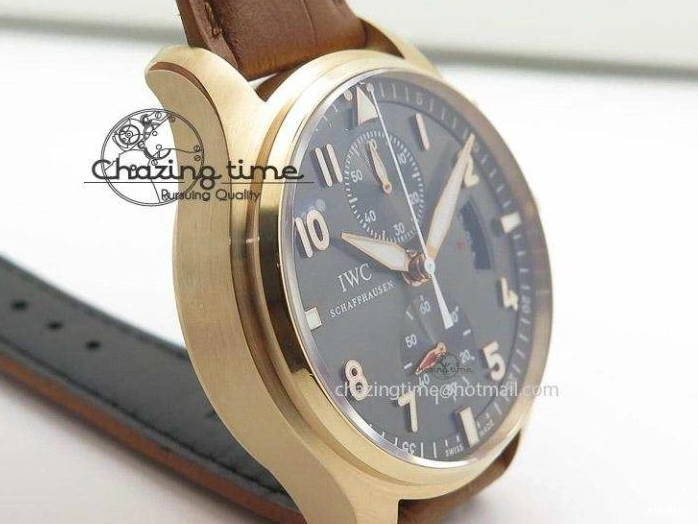 MIROTIME 0321 Youthful Pilot Chrono RG 3878 Gray Dial on Light Brown Leather Strap A 7394